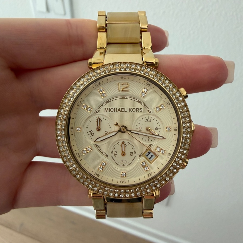 Michael Kors Gold-Tone Watch with Crystal Details